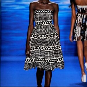 Rare ANTHROPOLOGIE Lattice Ring Dress BY TRACY REESE size Medium black/Creme